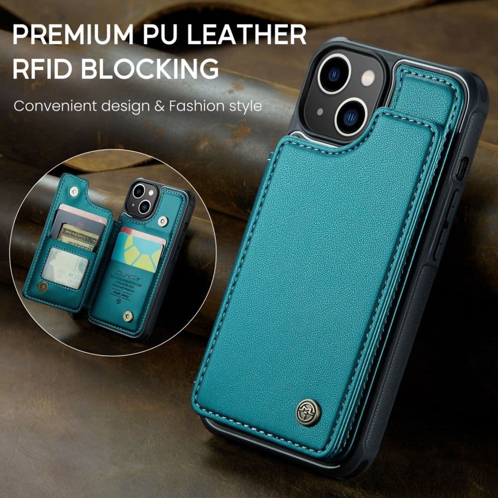 iPhone 13 Plånboksskal CASEME C22 RFID-blockerande - Grön - Bild 13