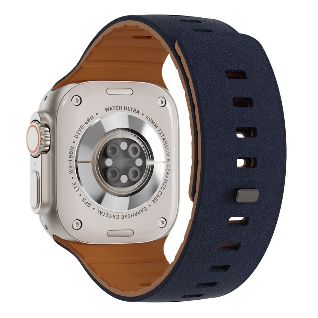 Apple Watch 49/46/44/42mm Texturerat Silikonarmband - Blå/Brun