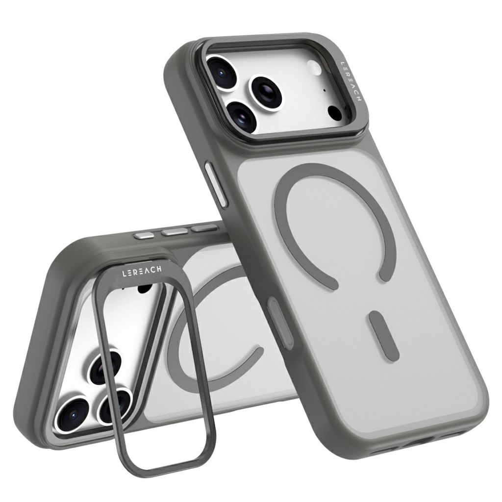 LEREACH iPhone 18 Pro Max/17 Pro Max MagSafe Skal med ställ - Grå