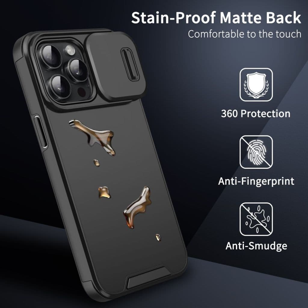iPhone 16 Pro Max Skal med skjutbart kameraskydd – Svart - Bild 4