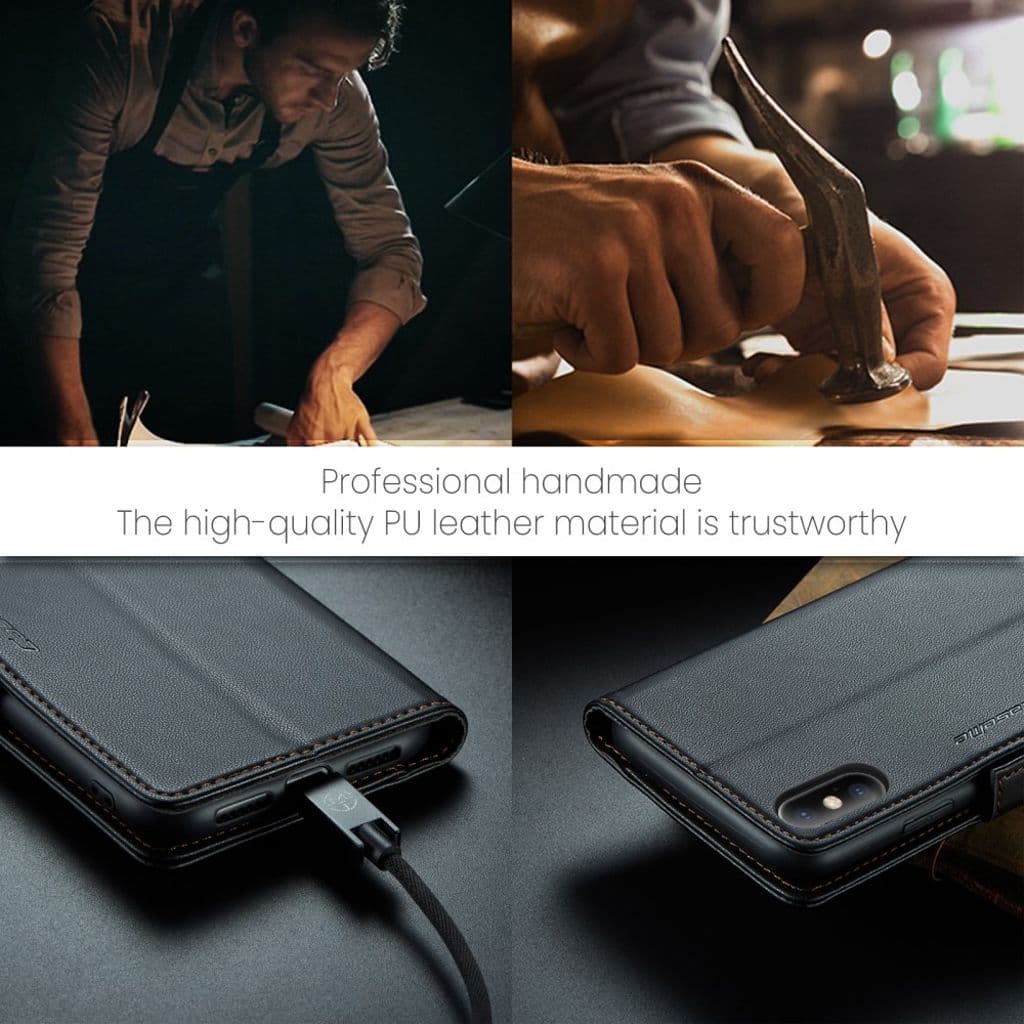CASEME iPhone XS Max Plånboksfodral RFID-blockerande 3 Kortfack – Svart - Bild 10