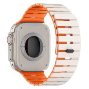 Apple Watch 49/46/44/42mm Tvåfärgat Silikonarmband - Vit/Orange