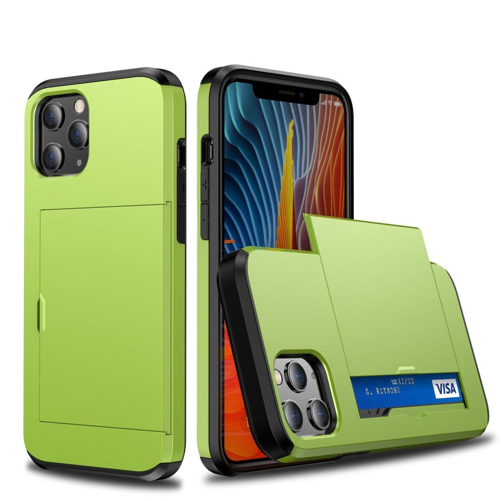 iPhone 12 mini Skal med glidkortshållare - Grön