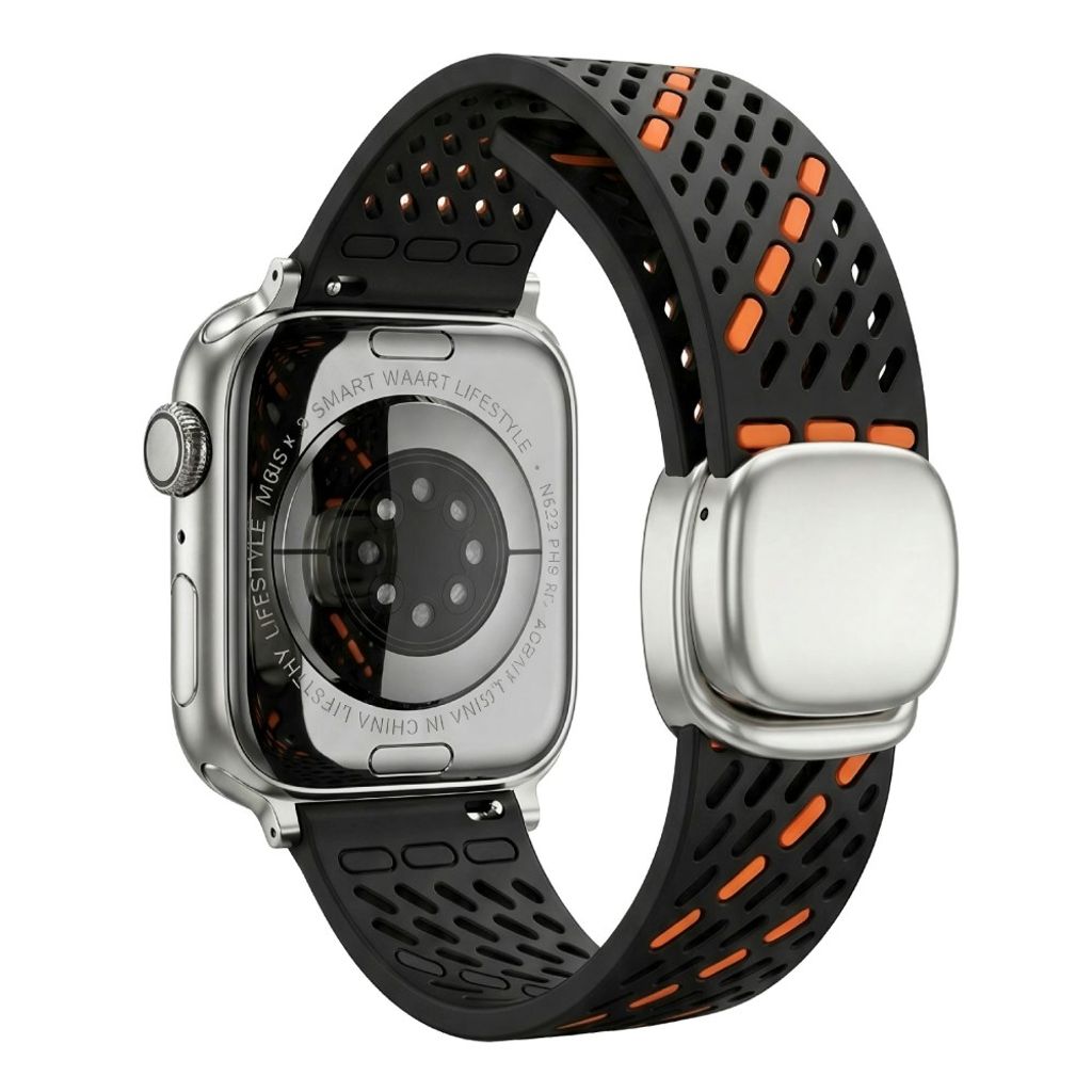 Apple Watch 49/46/44/42mm Armband med säkerhetsspänne - Svart/Orange