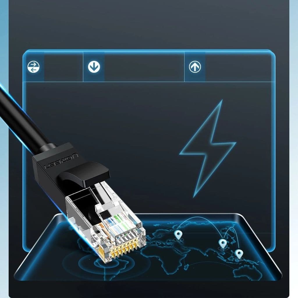 Ugreen Ethernet nätverkskabel RJ45, Cat6, UTP, 1000Mbps, 1m - Svart - Bild 4