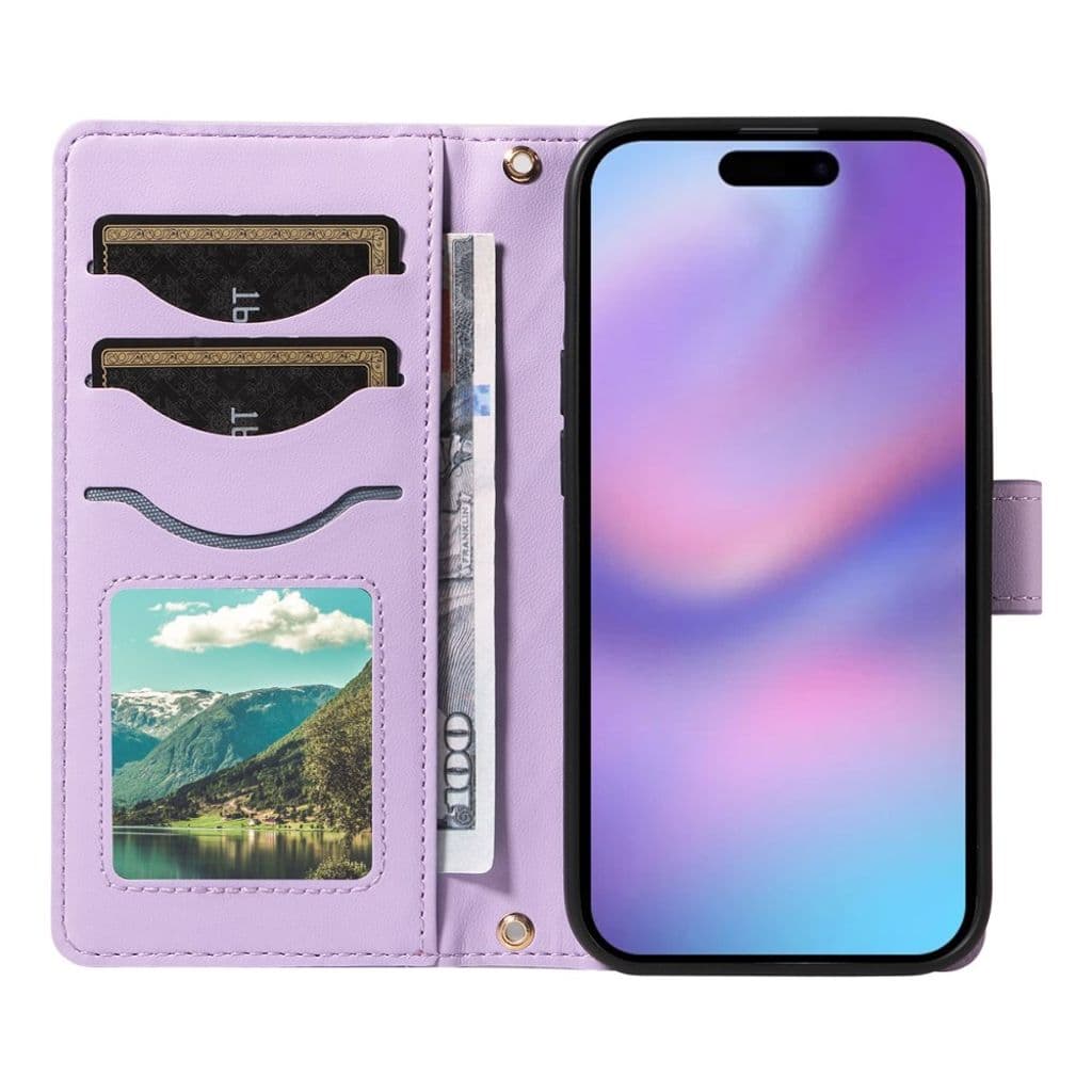 Plånboksfodral rhombus till iPhone 17 med rem - Lila - Bild 2