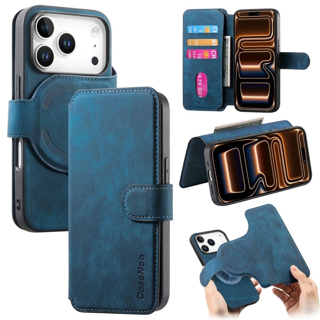 CASENEO iPhone 18 Pro Max/17 Pro Max MagSafe Fodral med avtagbar plånbok - Blå