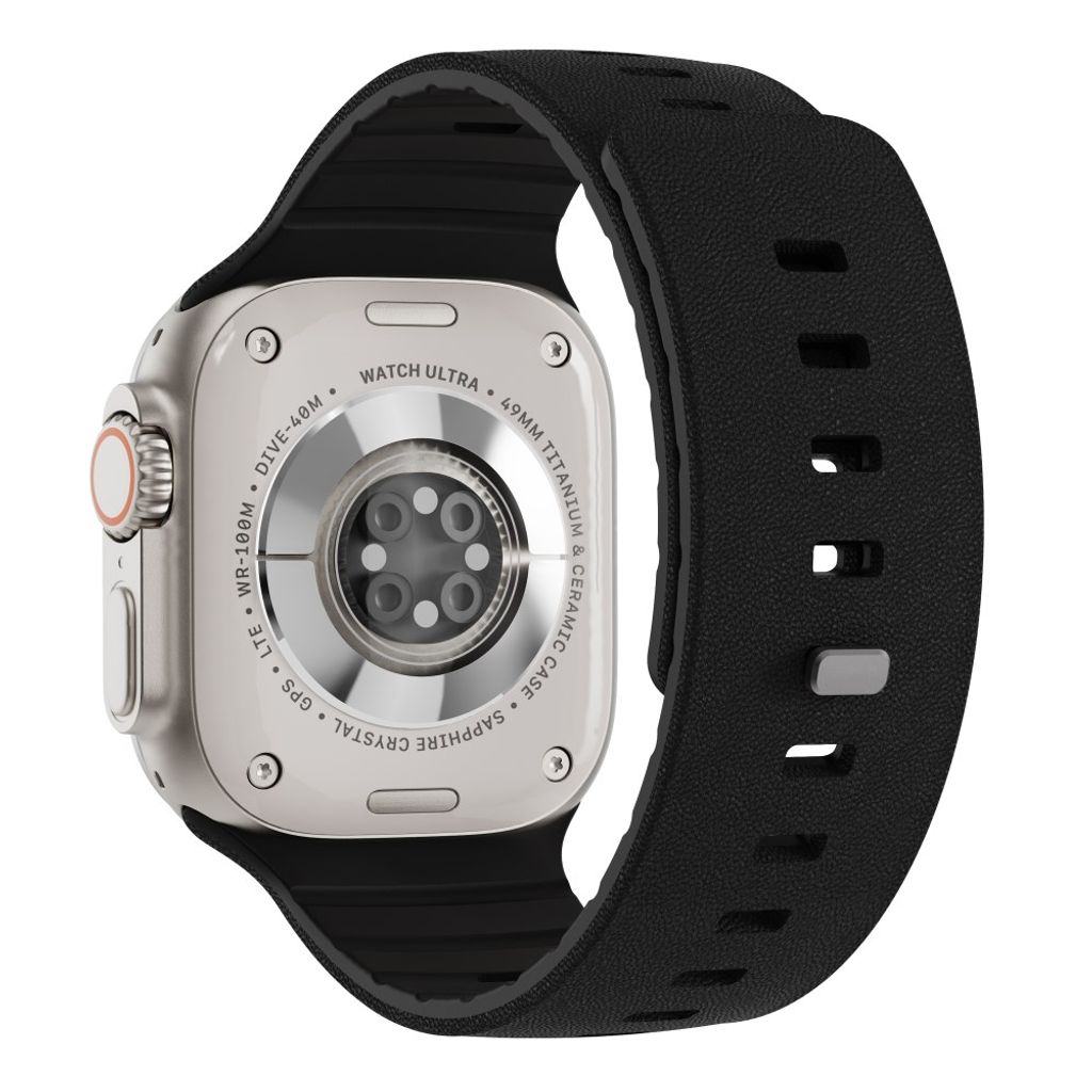 Apple Watch 42/41/40/38mm Texturerat silikon-armband - Svart