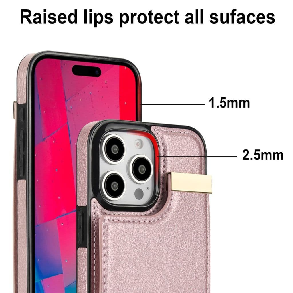 iPhone 16 Pro Skal med plånbbok i PU-läder - Rosa - Bild 6