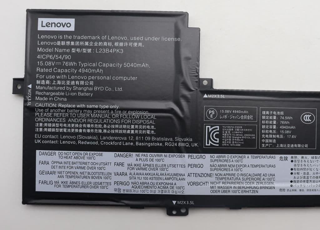 Lenovo Laptop Batteri 4C 76Wh 15,08V L23B4PK3 BYD/B 30 - Bild 2