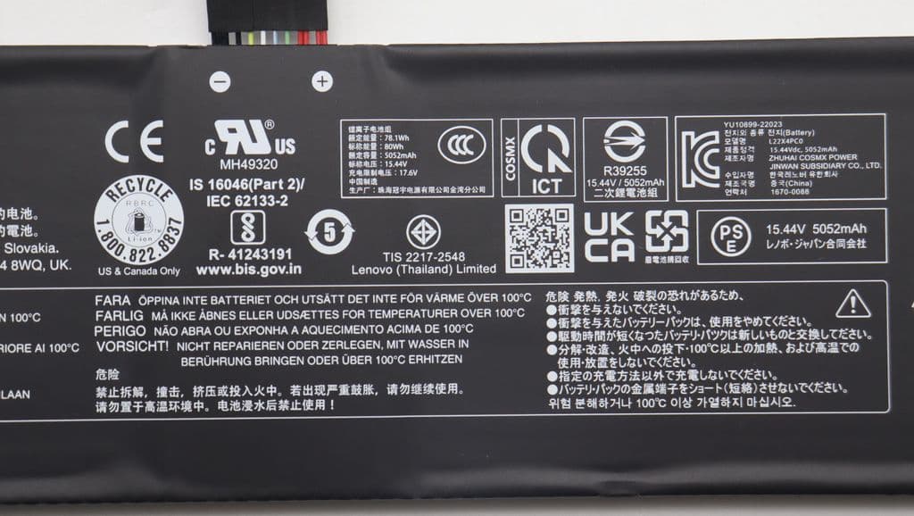 Lenovo Laptop Batteri 4C 80Wh 15,44V L22X4PC0 CM/C