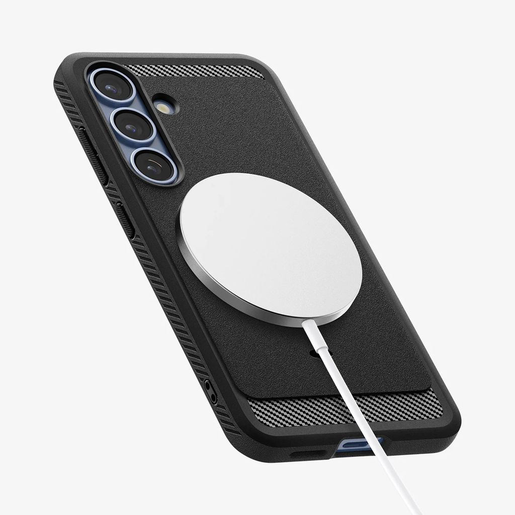 Spigen Samsung Galaxy S25 Rugged Armor MagFit Skal - Matt Svart - Bild 5