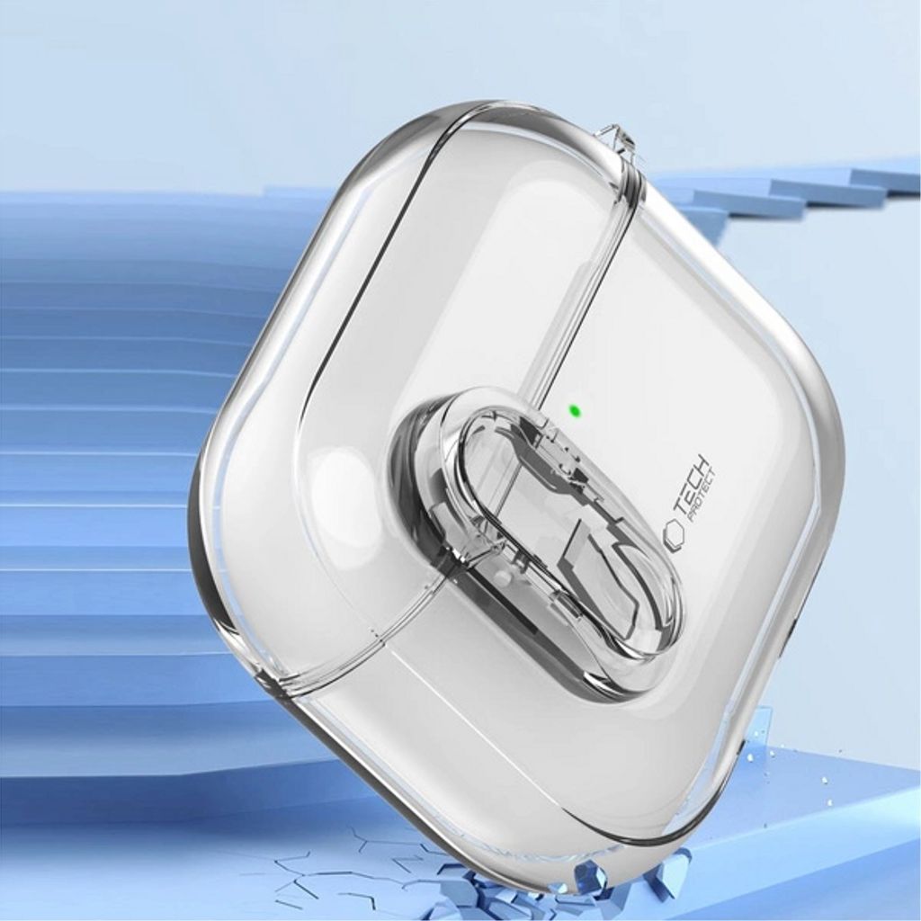 Tech-Protect Silikonfodral till AirPods 4 med Karbinhake - Transparent - Bild 2