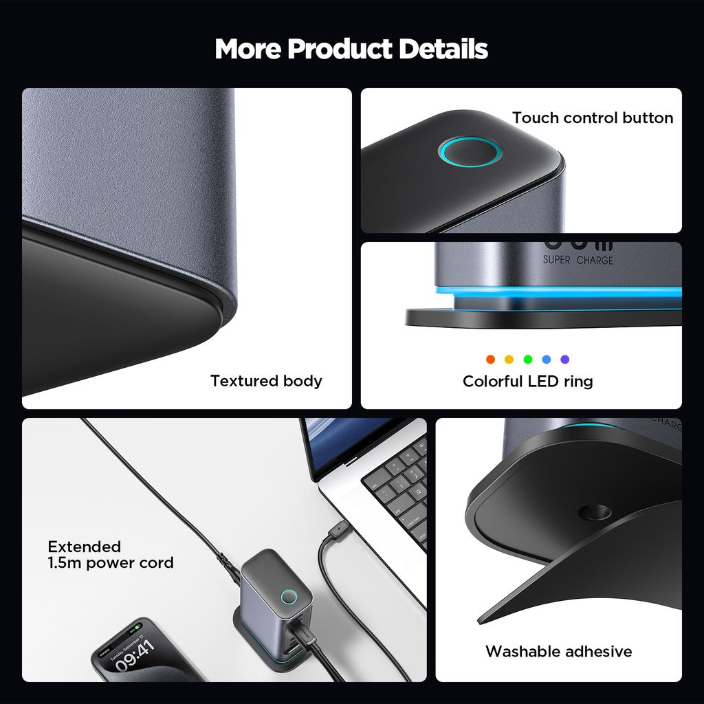 NEXTBATT 6-i-1 65W GaN Multi USB-laddare 4 USB-C & 2 USB-A - Bild 2