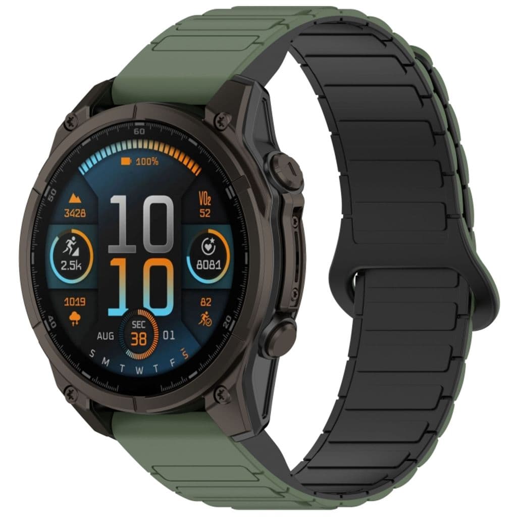 Garmin Fenix 8 43mm Kockarmband i silikon tvåfärgat - Svart / Grön - Bild 3