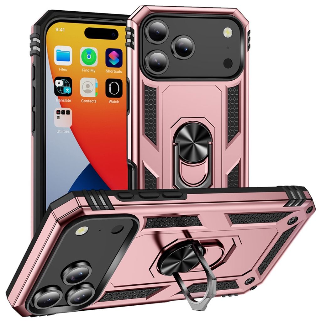 iPhone 17 Pro Skal Max med ringhållare - Roséguld