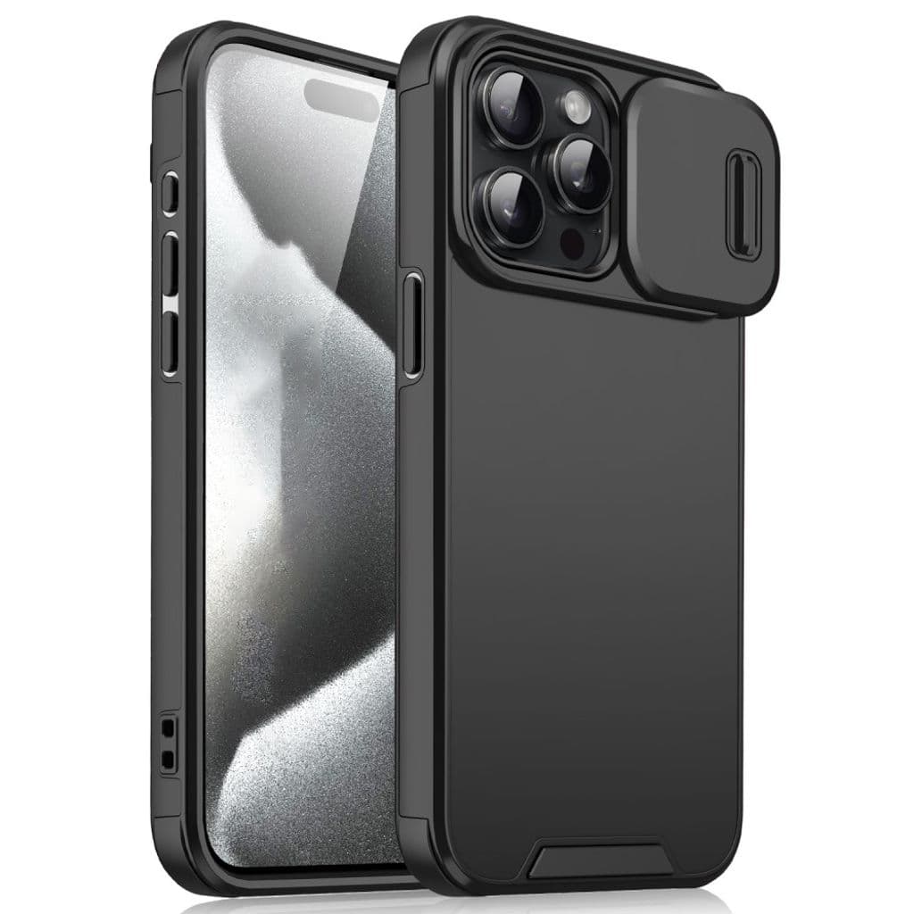 iPhone 16 Pro Max Skal med skjutbart kameraskydd – Svart