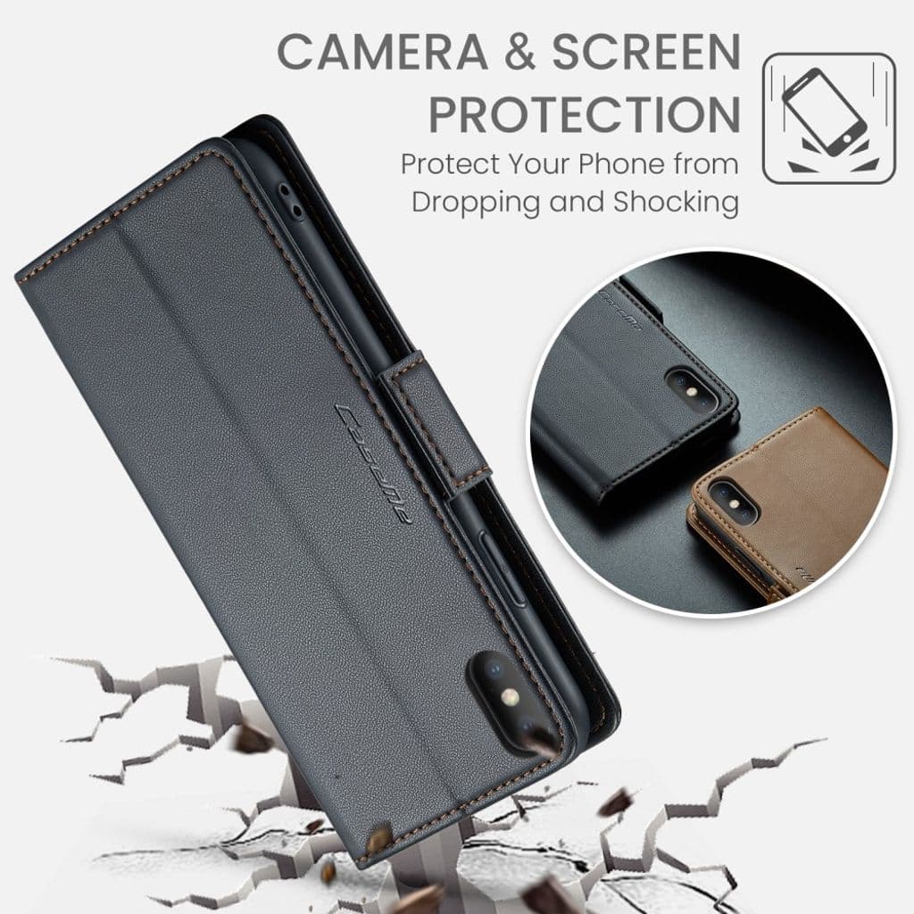 CASEME iPhone XS Max Plånboksfodral RFID-blockerande 3 Kortfack – Svart - Bild 8