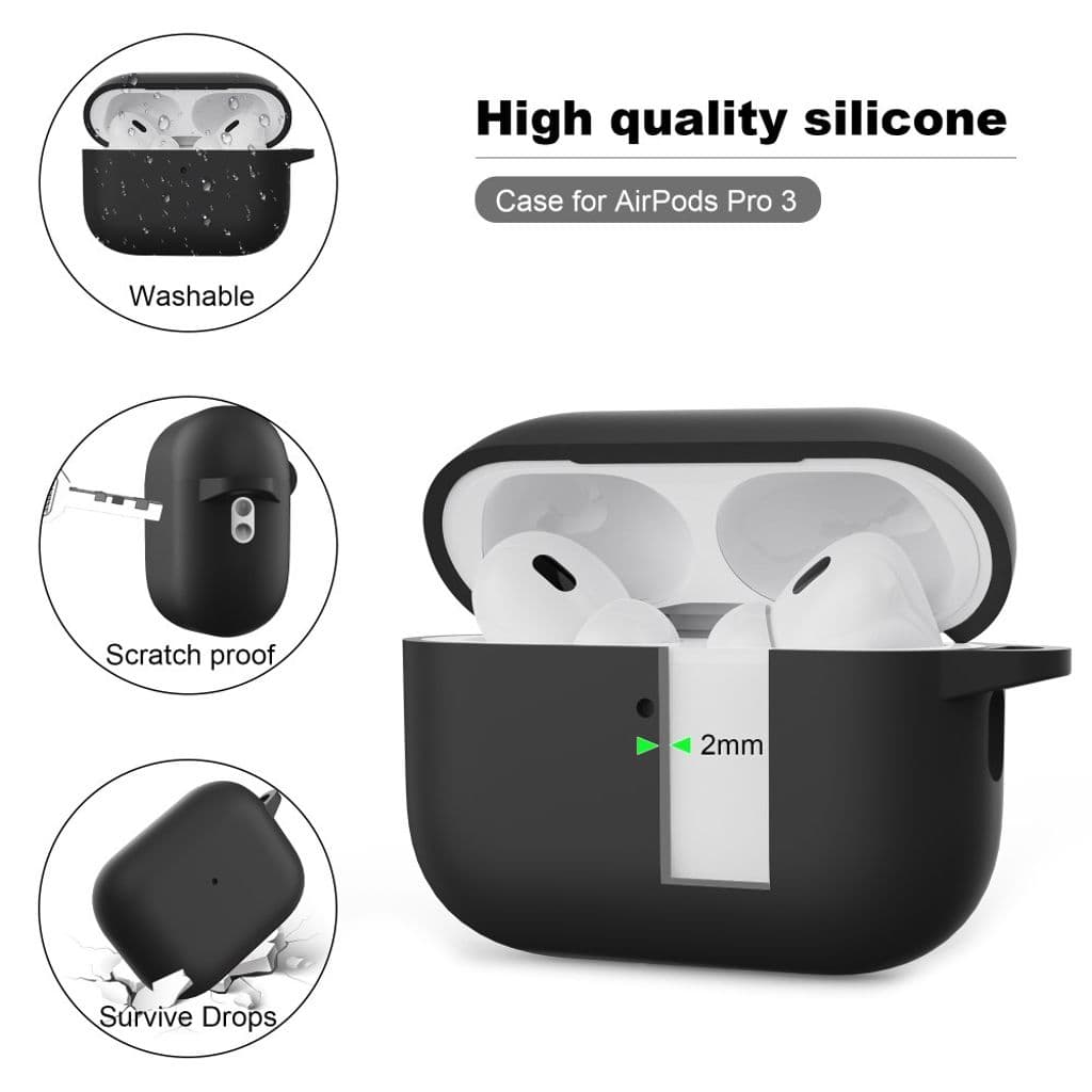 Apple AirPods Pro 3 Skal i silikon - Svart - Bild 2