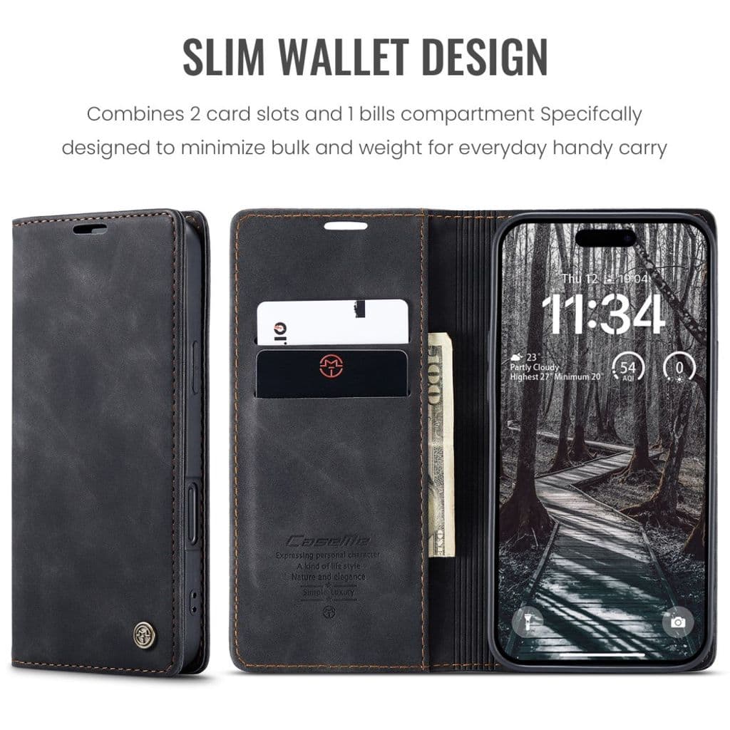 CASEME iPhone 17 Pro Plånboksfodral med Kortfack - Svart - Bild 2