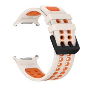 Samsung Galaxy Watch Ultra Armband Dual Color silikon - Vit/Orange