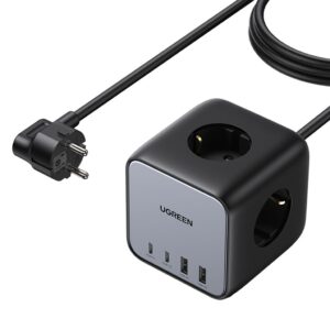 Ugreen 65W DigiNest Vägguttag - 2×USB-C, 2×USB-A, 3×AC
