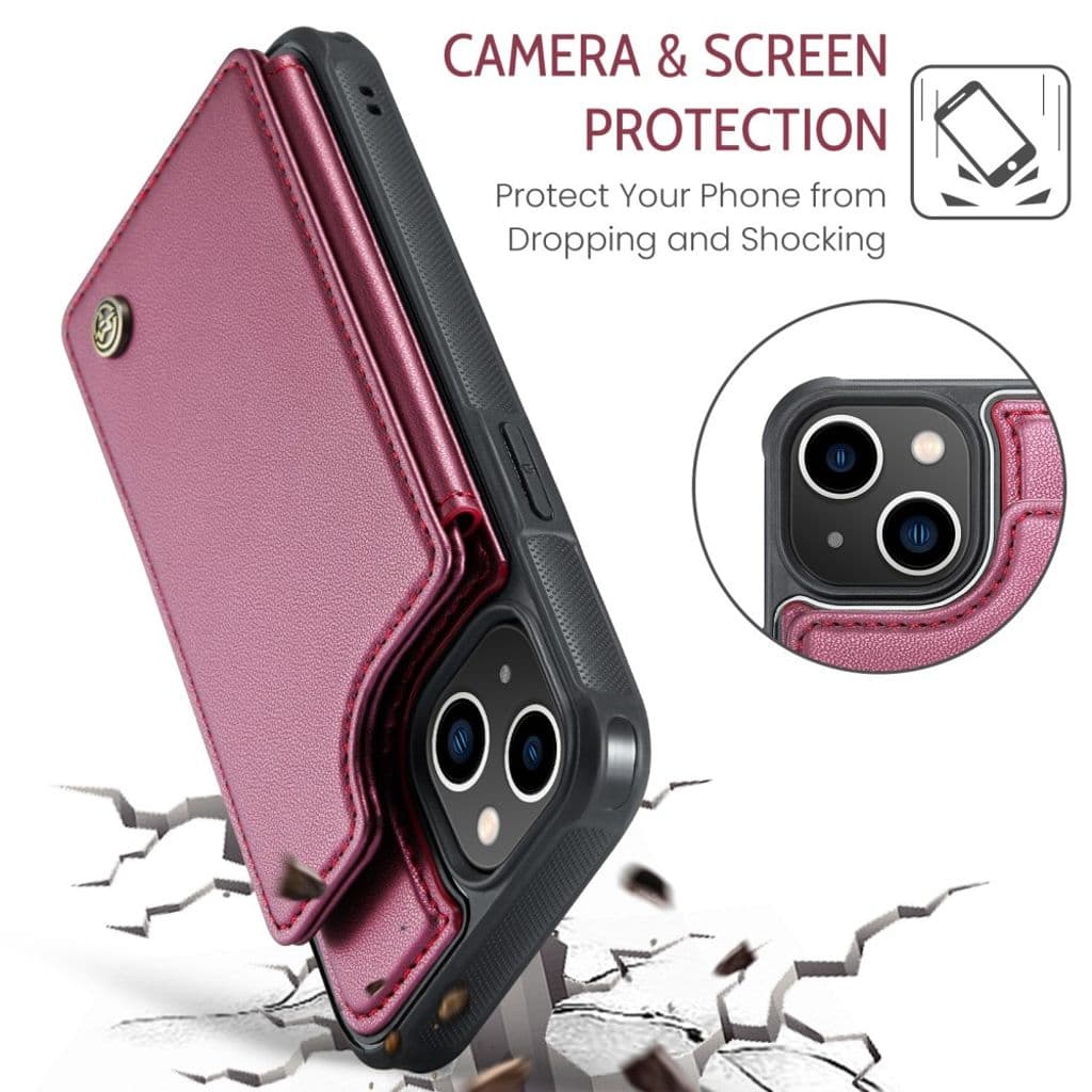 iPhone 13 Plånboksskal CASEME C22 RFID-blockerande - Röd - Bild 8