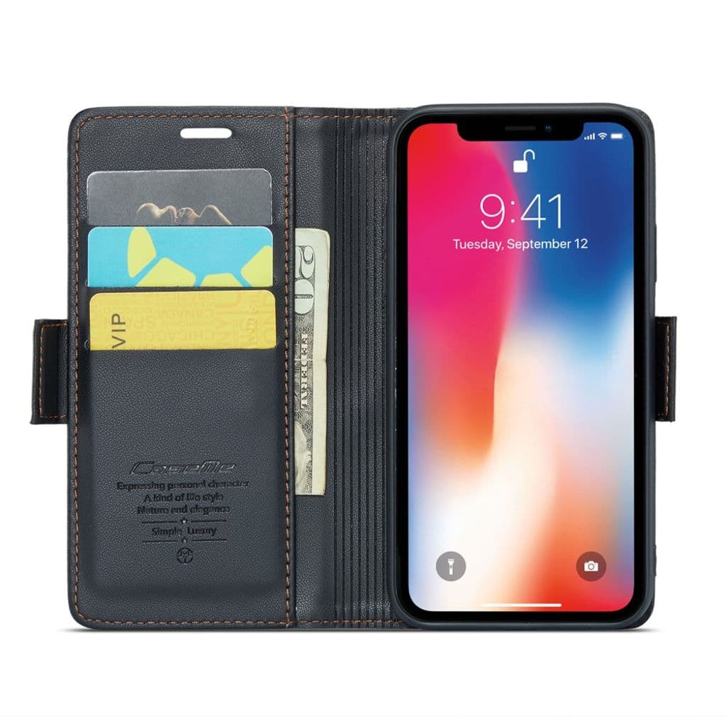CASEME iPhone XS Max Plånboksfodral RFID-blockerande 3 Kortfack – Svart - Bild 2