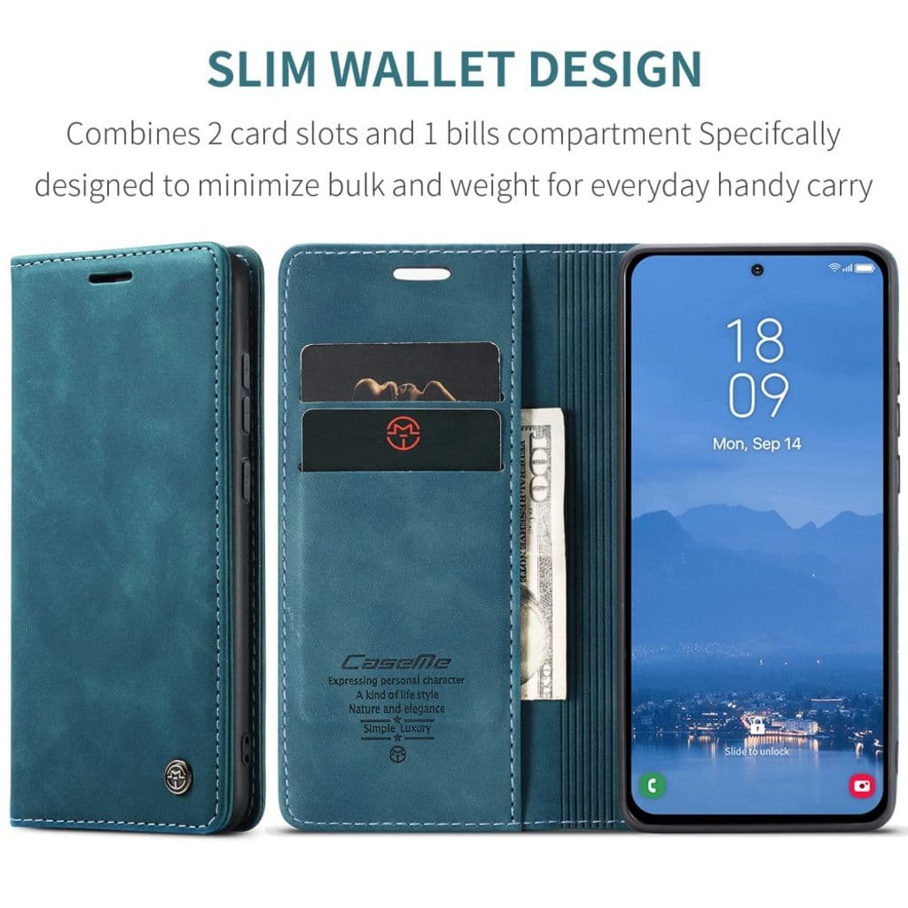 CASEME Samsung Galaxy S25 FE Plånboksfodral med Kortfack - Blå - Bild 2