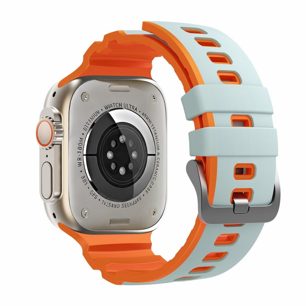 Apple Watch 49/46/44/42mm Tvåfärgat Silikonarmband - Grå/Orange