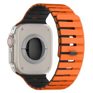 Apple Watch 49/46/44/42mm Tvåfärgat Silikonarmband - Orange/Svart