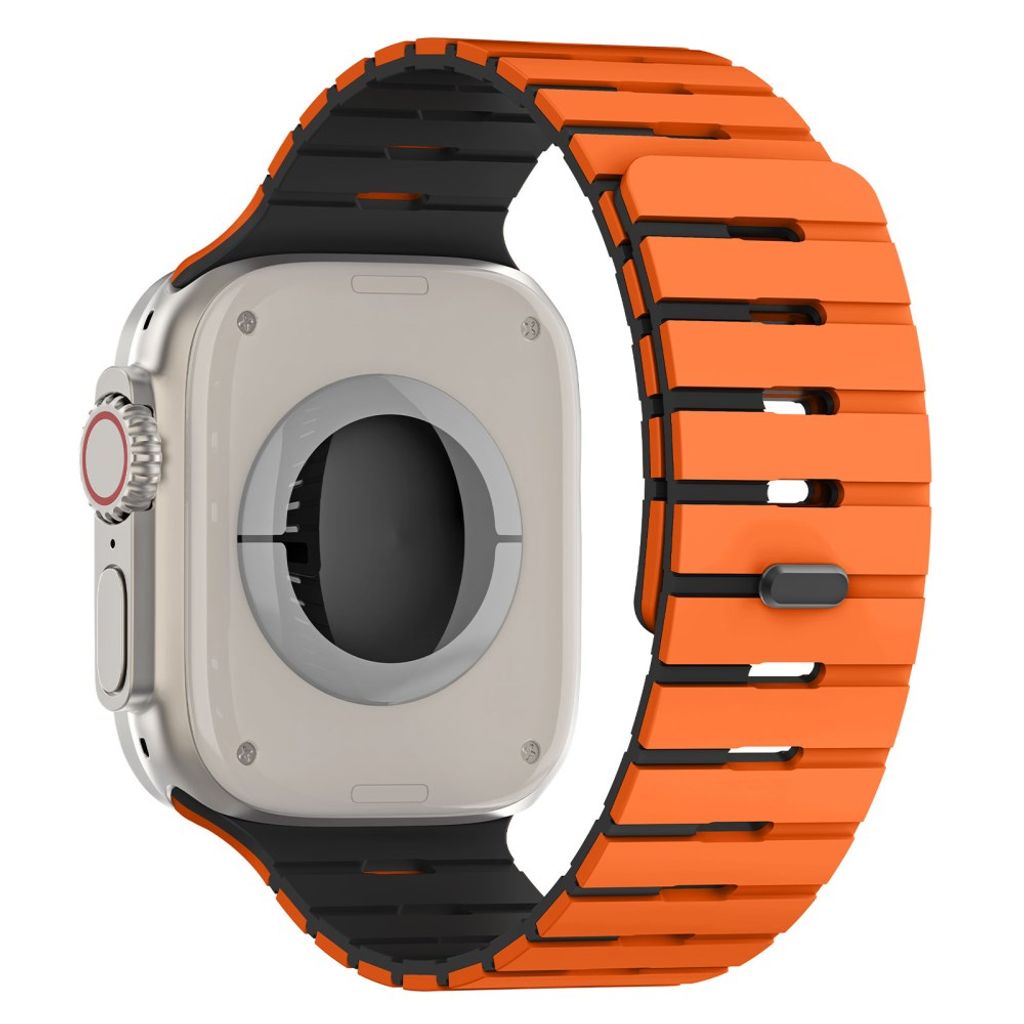 Apple Watch 49/46/44/42mm Tvåfärgat Silikonarmband - Orange/Svart