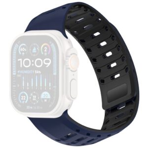 Apple Watch Silikon Armband med magnetlås till 42/44/46/49mm - Blå/Svart