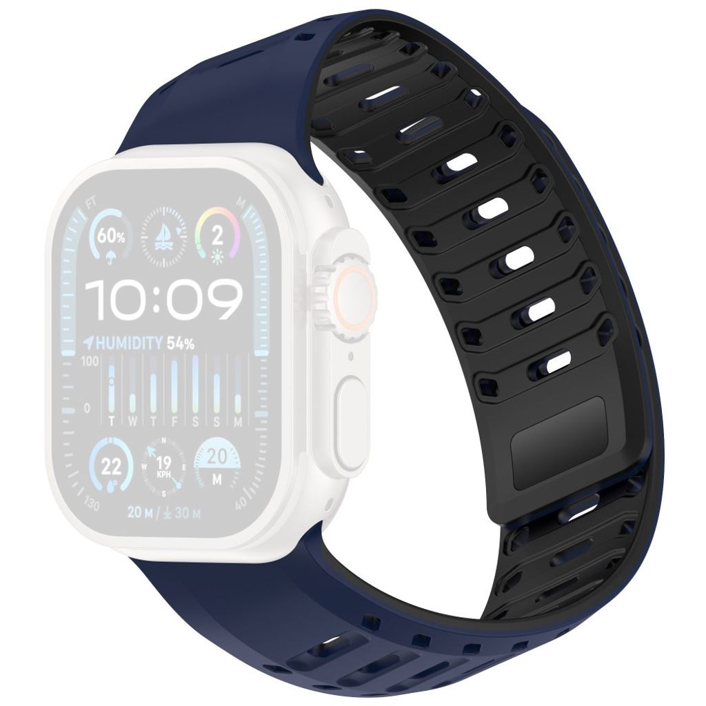 Apple Watch Silikon Armband med magnetlås till 42/44/46/49mm - Blå/Svart