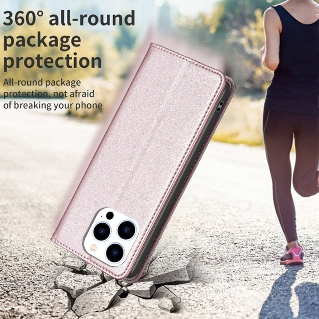 iPhone 13 Pro Max Plånboksfodral Korthållare Stativ – Roséguld - Bild 6