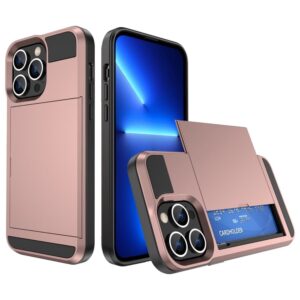 iPhone 14 Pro Skal med kortfack - Roséguld