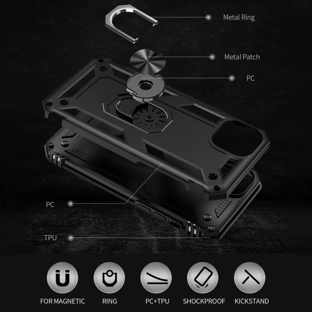 iPhone 14 Military Grade Shockproof TPU + PC Skal - Svart - Bild 4
