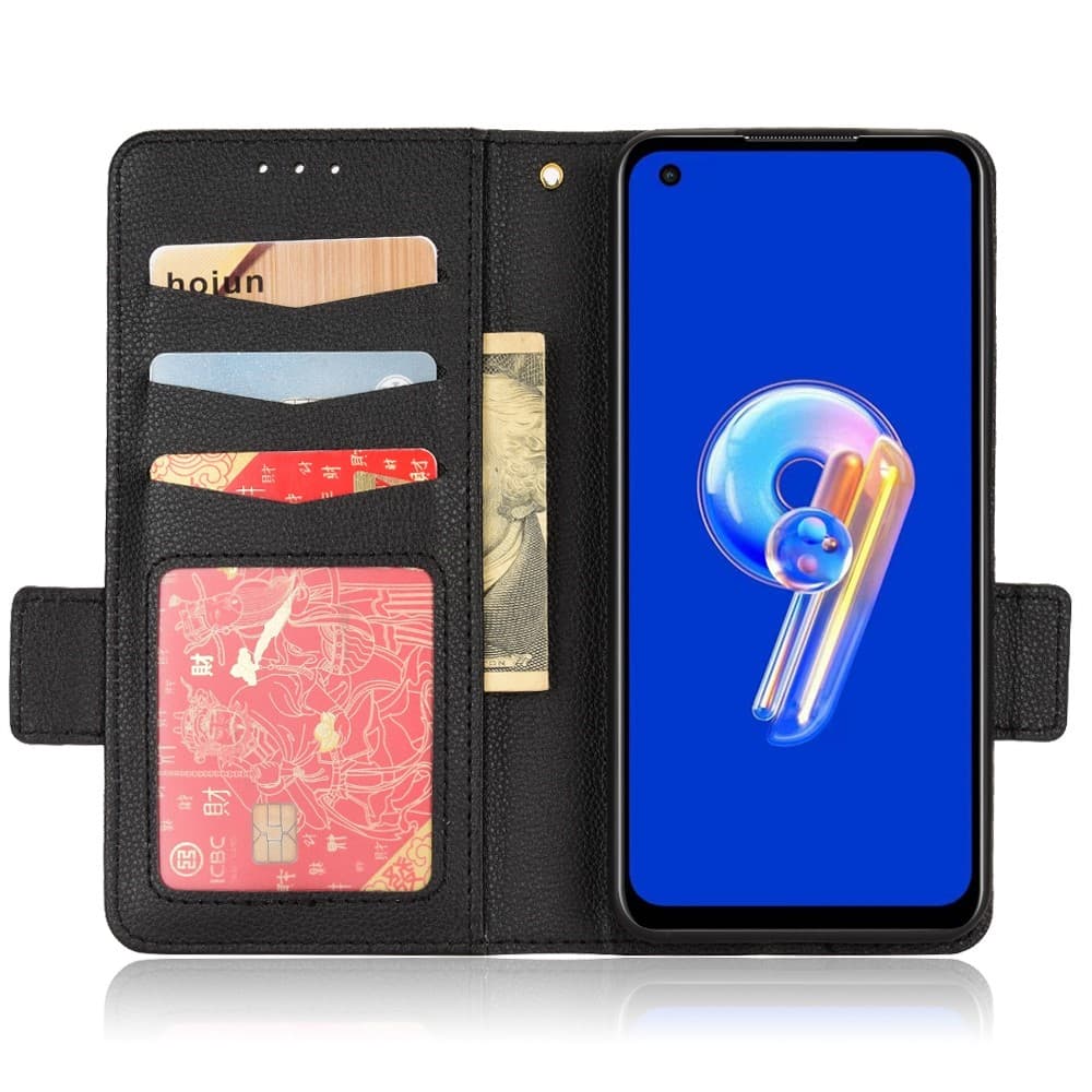 Asus Zenfone 9 5G PU Leather Foldable Fodral - Svart