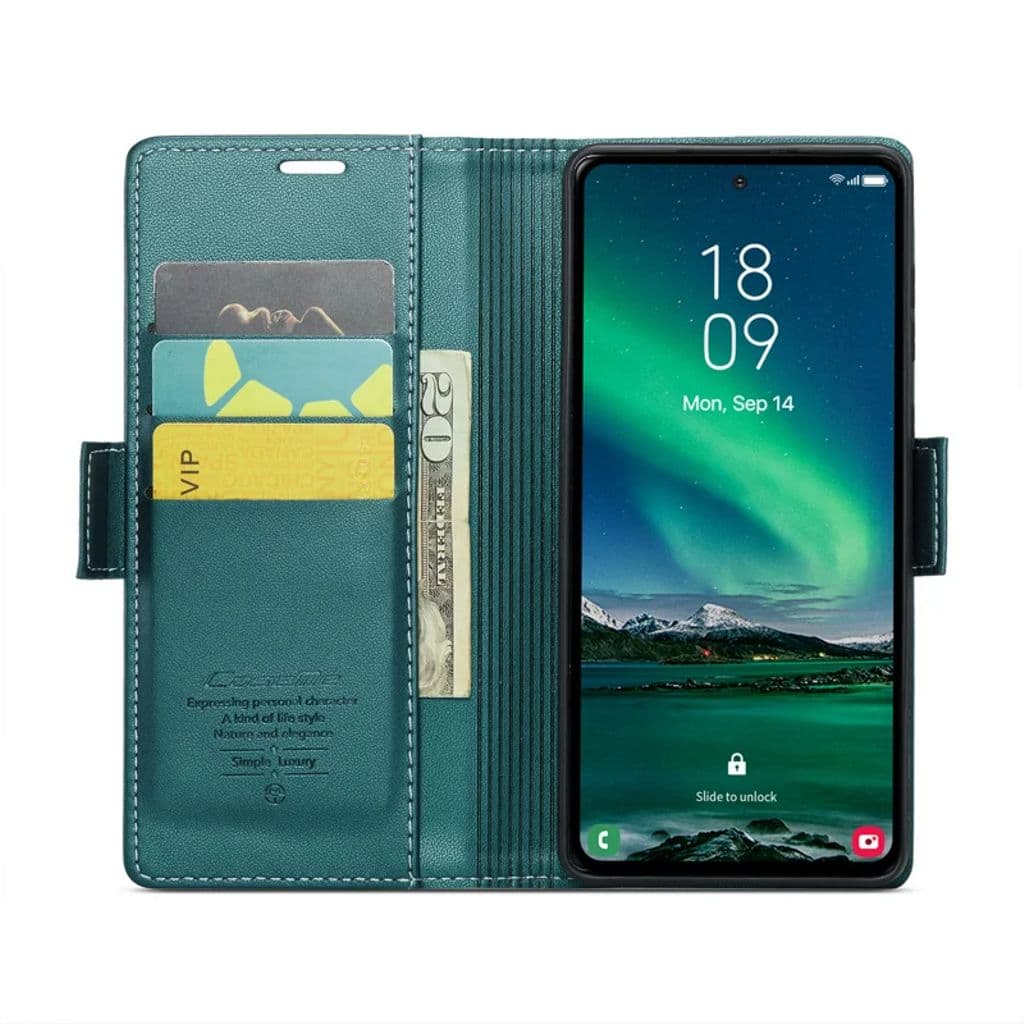 CASEME Samsung Galaxy S24 FE RFID blockerande Plånboksfodral - Grön - Bild 3