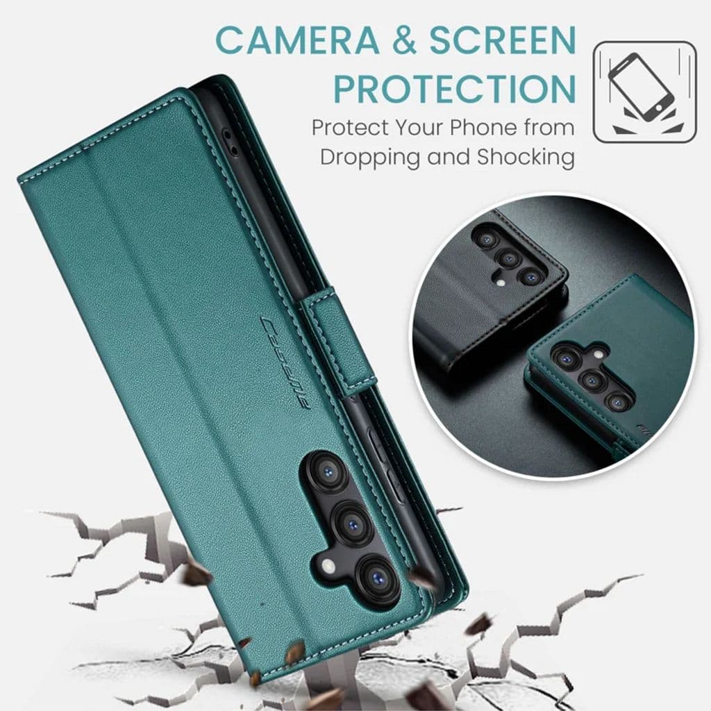 CASEME Samsung Galaxy S24 FE RFID blockerande Plånboksfodral - Grön - Bild 9