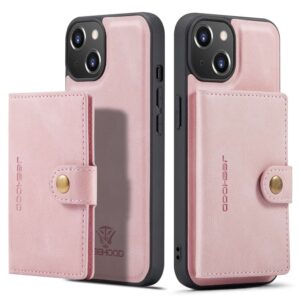 JEEHOOD Avtagbart iPhone 14 Plus Skal med en plånbok - Roséguld