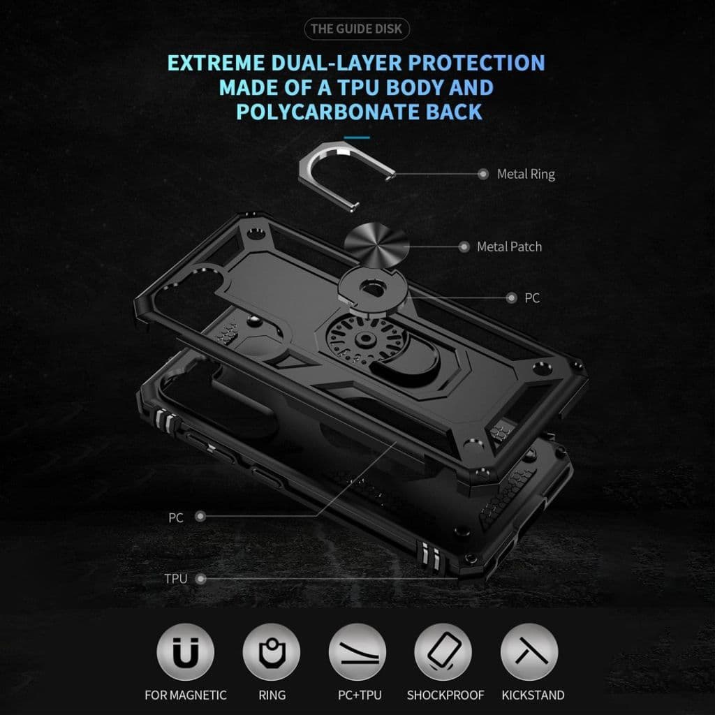 Samsung Galaxy S23 skal med en metallring - Svart