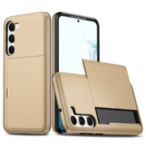 Samsung Galaxy S23 Plus skal med en korthållare - Guldfärgat