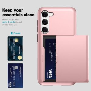 Samsung Galaxy S23 skal med en korthållare - Roséguld