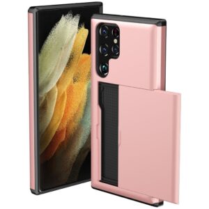Samsung Galaxy S23 Ultra skal med en korthållare - Roséguld