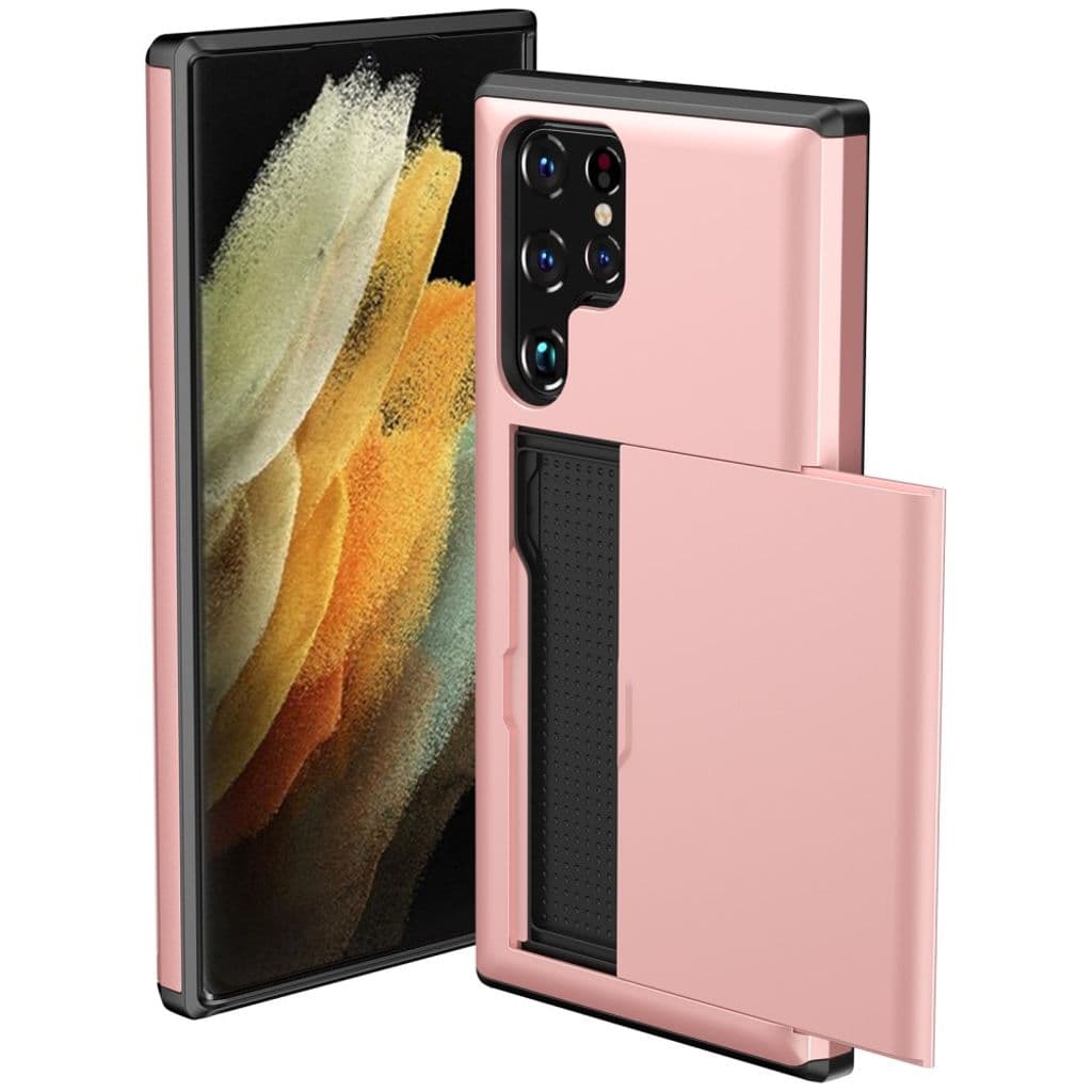 Samsung Galaxy S23 Ultra skal med en korthållare - Roséguld
