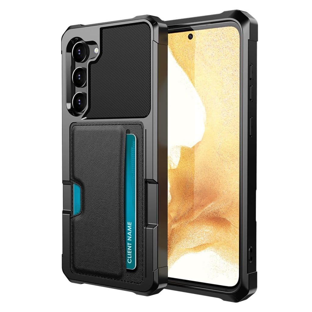 Magnetiskt Samsung Galaxy S23 skal med en kortplats och ett stativ - Svart