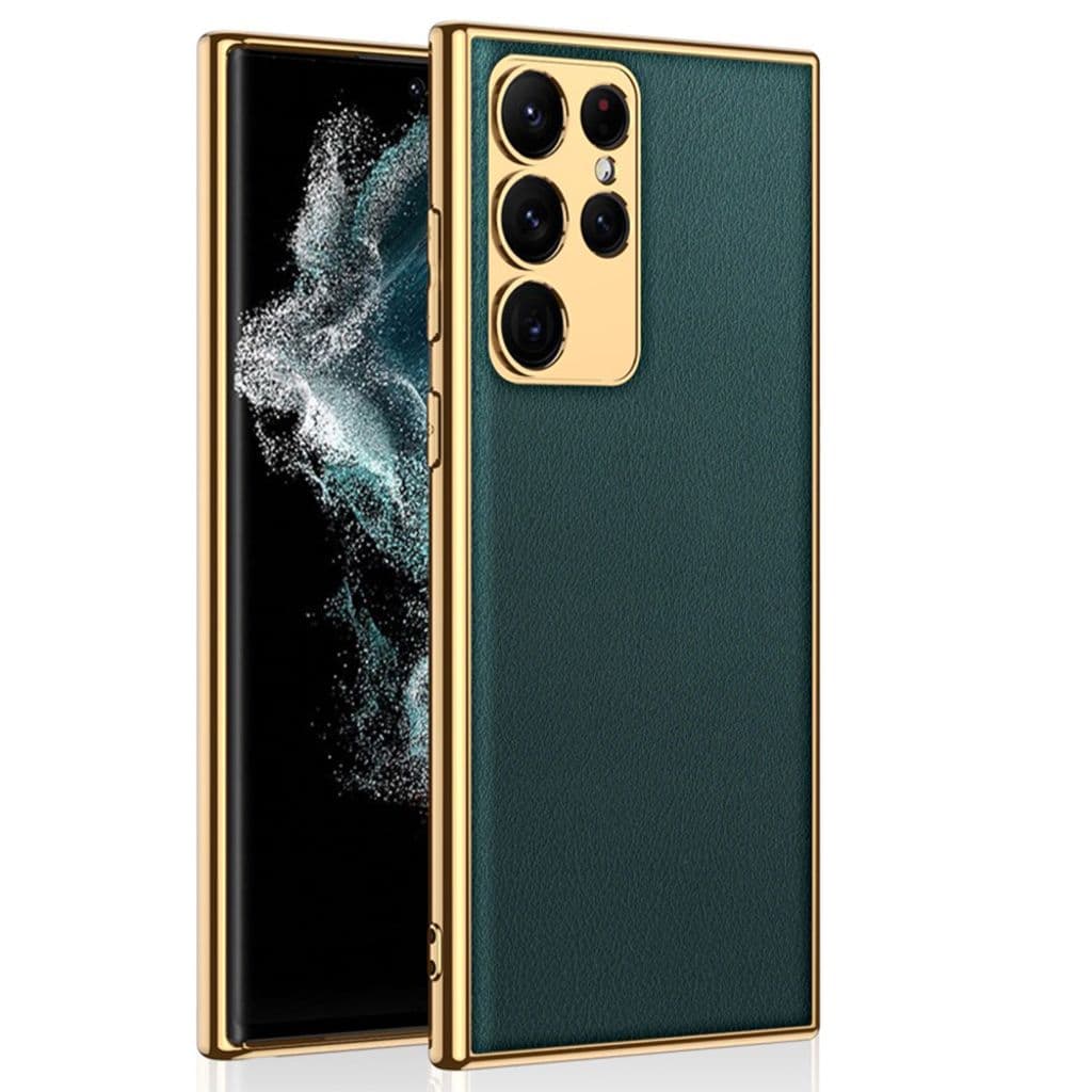 Samsung Galaxy S23 Ultra Skal med guldkant - Grön