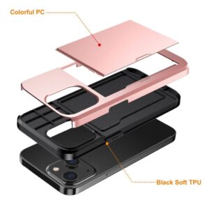 IPhone 15 skal med en korthållare - Roséguld