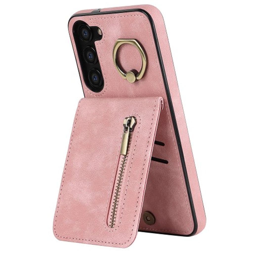 Samsung Galaxy S23 Plus Plånboksskal med ringhållare - Rosa